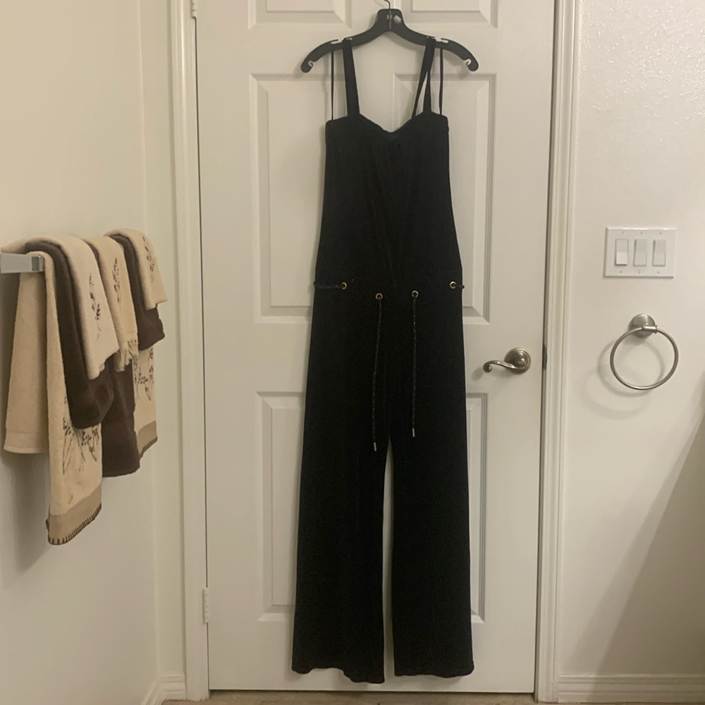 Juicy Couture Velour Jumpsuit in Deep Navy Blue size Petite